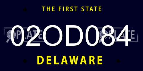 02OD084 Delaware License Plate