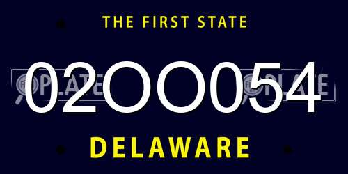 02OO054 Delaware License Plate