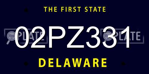 02PZ331 Delaware License Plate