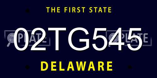 02TG545 Delaware License Plate