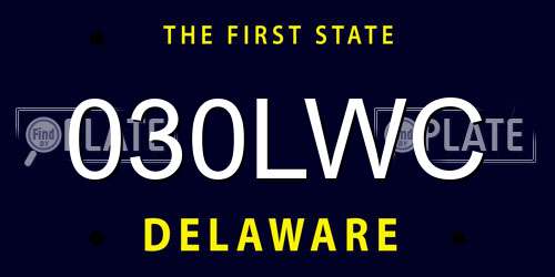 030LWC Delaware License Plate
