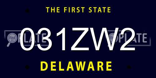 031ZW2 Delaware License Plate