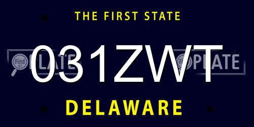 031ZWT Delaware License Plate