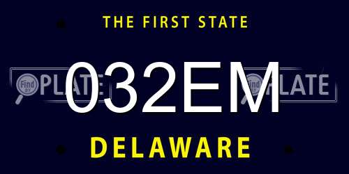 032EM Delaware License Plate