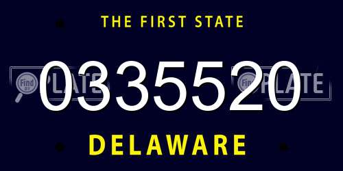 0335520 Delaware License Plate