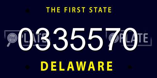 0335570 Delaware License Plate