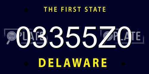 03355Z0 Delaware License Plate