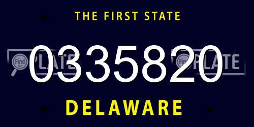 0335820 Delaware License Plate