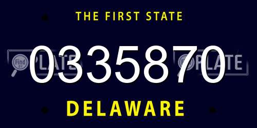 0335870 Delaware License Plate