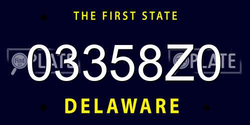 03358Z0 Delaware License Plate