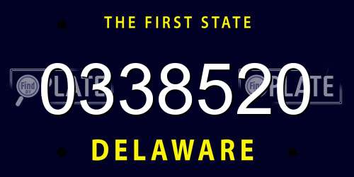0338520 Delaware License Plate