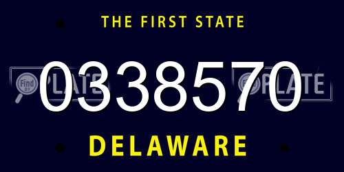 0338570 Delaware License Plate
