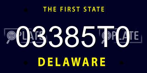 03385T0 Delaware License Plate