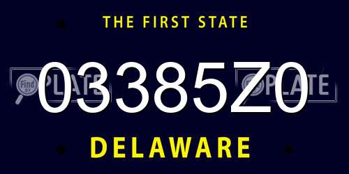 03385Z0 Delaware License Plate