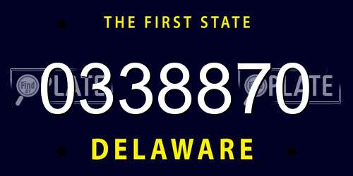 0338870 Delaware License Plate
