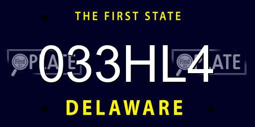 033HL4 Delaware License Plate