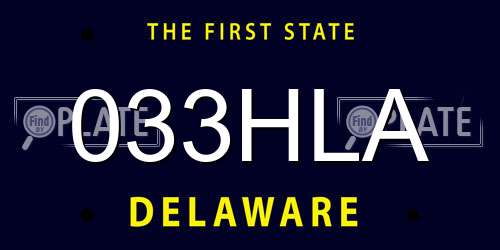 033HLA Delaware License Plate