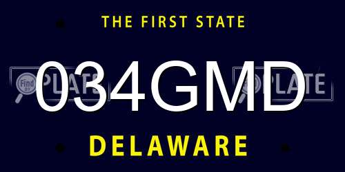 034GMD Delaware License Plate