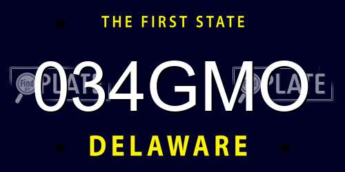 034GMO Delaware License Plate