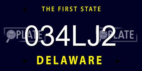 034LJ2 Delaware License Plate