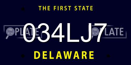 034LJ7 Delaware License Plate
