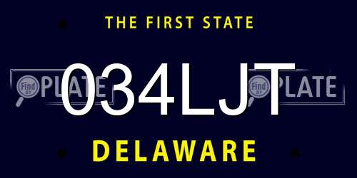 034LJT Delaware License Plate