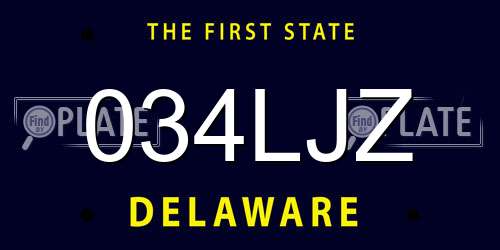 034LJZ Delaware License Plate