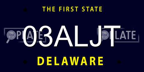 03ALJT Delaware License Plate