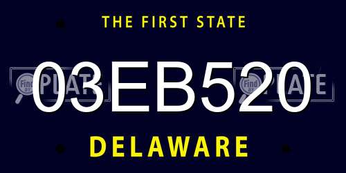 03EB520 Delaware License Plate