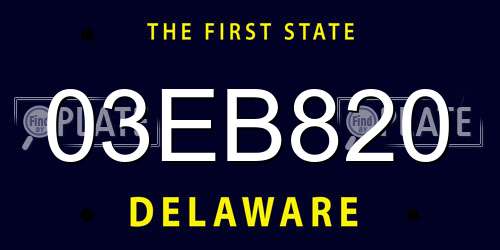 03EB820 Delaware License Plate