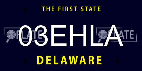 03EHLA Delaware License Plate