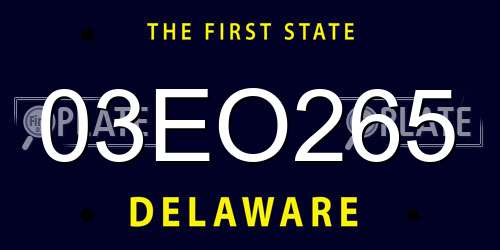 03EO265 Delaware License Plate