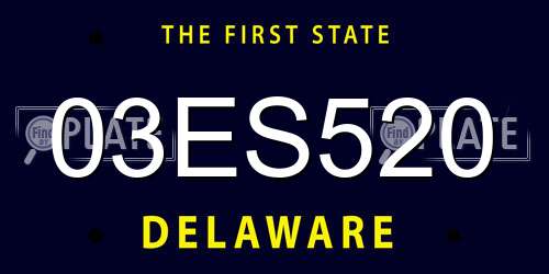 03ES520 Delaware License Plate