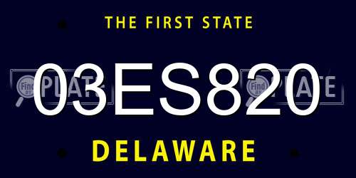 03ES820 Delaware License Plate