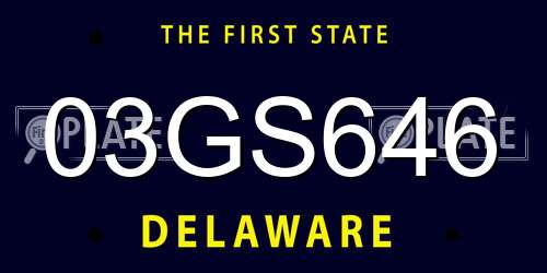03GS646 Delaware License Plate