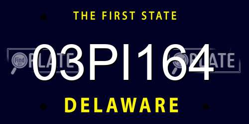 03PI164 Delaware License Plate
