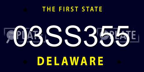 03SS355 Delaware License Plate