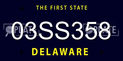 03SS358 Delaware License Plate