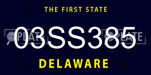 03SS385 Delaware License Plate