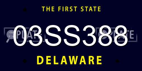 03SS388 Delaware License Plate