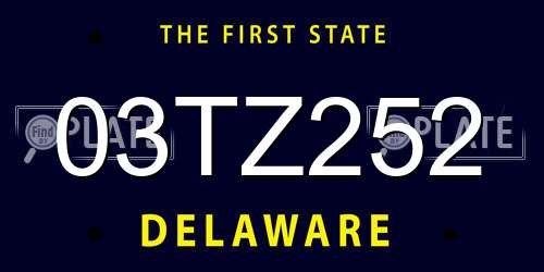 03TZ252 Delaware License Plate