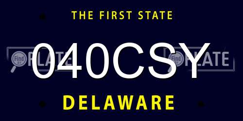 040CSY Delaware License Plate