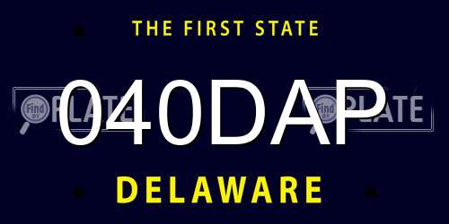 040DAP Delaware License Plate