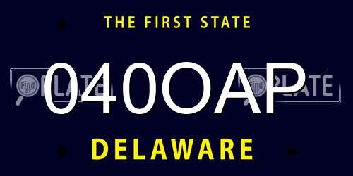 040OAP Delaware License Plate