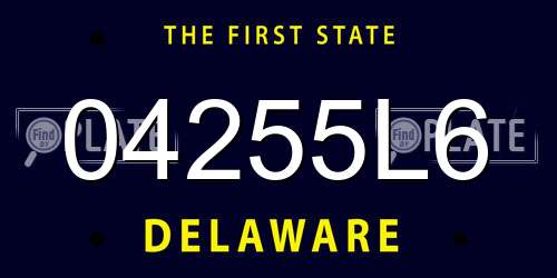 04255L6 Delaware License Plate