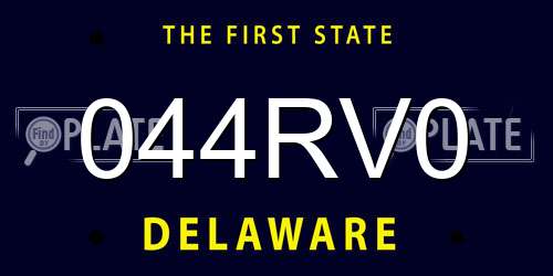 044RV0 Delaware License Plate