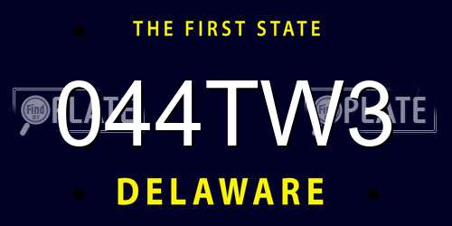 044TW3 Delaware License Plate