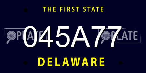 045A77 Delaware License Plate
