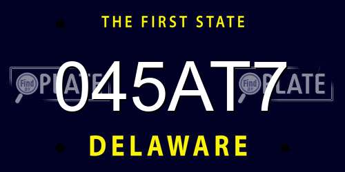 045AT7 Delaware License Plate