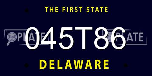 045T86 Delaware License Plate